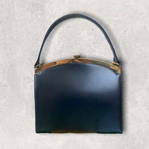 Vintage Block Navy Blue Shoulder Bag Purse